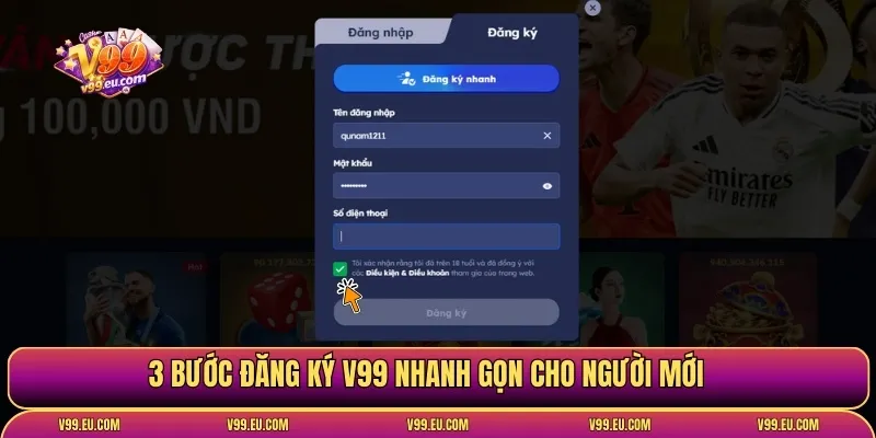 Đăng ký V99 | 3 bước mở tài khoản, nhận ưu đãi cực lớn - Va77