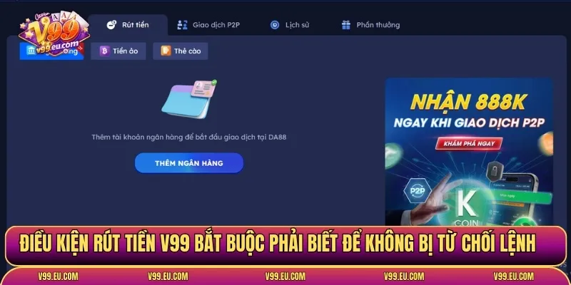 Rút tiền V99 | Hướng dẫn chuẩn, tránh lỗi khi giao dịch - Va77
