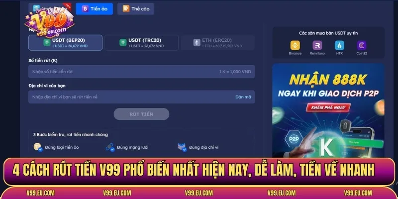 Rút tiền V99 | Hướng dẫn chuẩn, tránh lỗi khi giao dịch - Va77